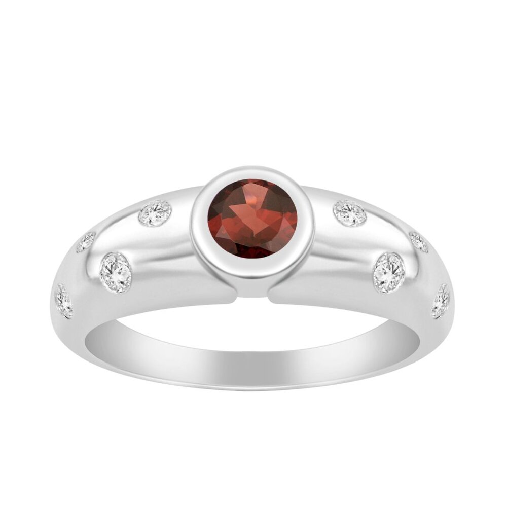 0.90 Ctw Round Garnet 925 Sterling Silver Solitaire Bezel Set Women Ring